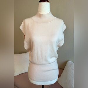 Banana Republic Mock Turtleneck Sweater Kimono Sleeve Cream Merino Wool Womens S